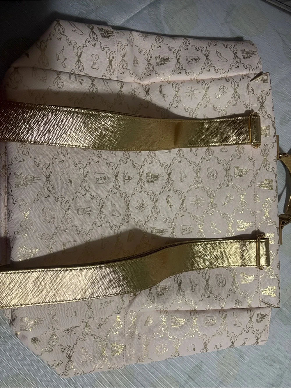 B&BW’s Disney Princess Cream Patterned Women's Backpack with Gold Hardware